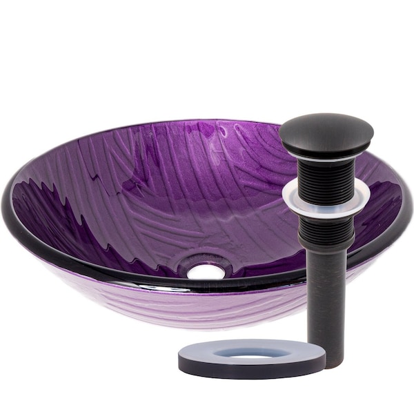 Novatto Purple Painted Glass Vessel Bathroom Sink Set, Oil Rubbed Bronze TIG-8123PORB - main